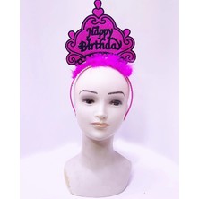 Erdo Ticaret Buğz Happy Birthday Neon Fuşya Renk Doğum Günü Tacı 24X15 cm