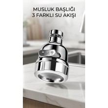 Erdo Ticaret Buğz Döner Krom 3 Fonksiyonlu Su Tasarruflu Mutfak Lavabo Aparatı