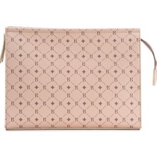 Kadın Bej Bahels Monogram Portföy Clutch Çanta