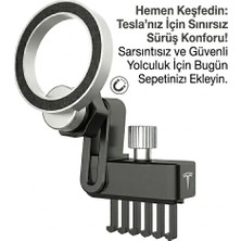 Bovinox Tesla Model 3 ve Model Y Özel Tasarım: Sarsılmaz Magsafe Araç Içi Telefon Tutucu – Kancalı ve Güçlü Mıknatıslı