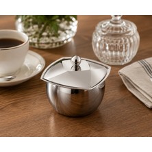 Narin Kapaklı Paslanmaz Çelik Şekerlik 12 cm Modern Lokumluk & Sunumluk