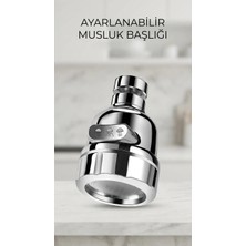 Erdo Ticaret Buğz 3 Fonksiyonlu Krom Su Tasarruflu Döner Musluk Başlığı Mutfak Banyo Aparatı