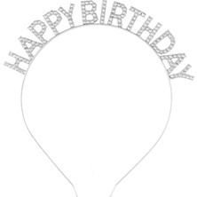 Erdo Ticaret Buğz Gümüş Kristal Taşlı Happy Birthday Doğum Günü Tacı Ithal Ürün A Kalite 17X16 cm