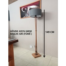 Balsa Dekor Ahşap Lambader Köşe Lambası Gri Koyu Meşe
