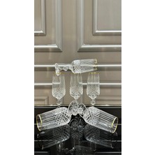 Vakıf Home Kristal Ayaklı Kesme Elişi Gold Kahve Yanı Su Bardağı 180 ml