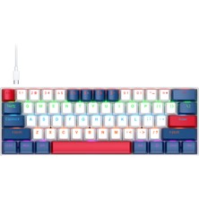 T-Wolf T60 Rgb LED 61 Tuşlu Mekanik Gaming Klavye Type-C Kablolu Hot Swap Ingilizce Q Oyuncu Klavyesi