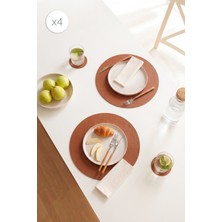 Home Wave 4'lü Taba/gri Renk Suni Deri Amerikan Servis Ø 36 cm