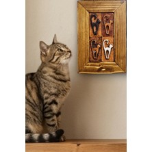 Toprakana Art Rustik Bohem El Yapımı Seramik Kedi Duvar Panosu Ahşap Çerçeveli 15X23 cm