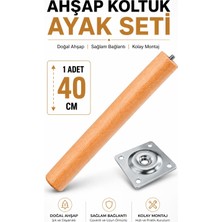 Nzb (1 Adet) Bohem 40 cm Doğal Ahşap Boyasız Silindir Sehpa Ayağı - (1 Adet) 4x4 Metal Montaj Aparatı