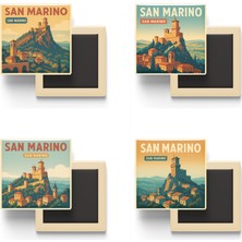 İberk San Marino San Marino - 4 Adet - 9x9 cm Buzdolap Magneti