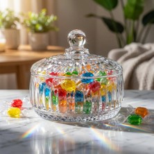 Fair Home Elysia Desen Kapaklı Cam Çerezlik – Şekerlik – 11×11 cm
