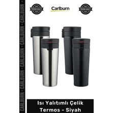 Carlburn #termos Isı Korumalı Vakumlu Sızdırmaz Paslanmaz Mat Kamp Ofis Spor Şık Çelik Termos Siyah