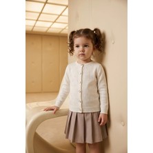 Trend Baby Kids Kız Çocuk Damga Desen Beyaz Triko Hırka 1-4 Yaş