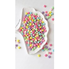 Pastel Tonlarda Karışık Renkli 25 Gram Yıldız Desenli Boncuk Takı Boncuğu