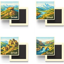 İberk Şırnak - Baskılı Buzdolap Magneti Kare - 9x9 cm - 4 Adet