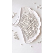 6 mm Beyaz Inci Lüks Delikli Takı Aksesuar Yapım Boncuğu 50 Gram (380-400 Adet)