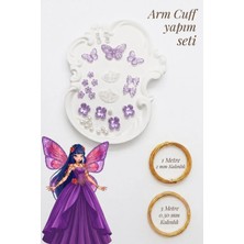 Armcuff Yapım Seti Flora Serisi Inci Detaylı Arm Cuff 30 Adet Boncuk 2 mm ve 0.30 mm Gold Tel Kol Bilekliği