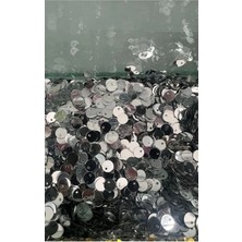 10 Gram Yandan Delikli Güpür Takı Kumaş Süsleme Pulu Plastik Payet Pul 8mm Boncuk - Renk : Yuvarlak Gümüş Pul