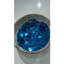 10 Gram Yandan Delikli Güpür Takı Kumaş Süsleme Pulu Plastik Payet Pul 10MM Boncuk - Renk : Mavi Pul
