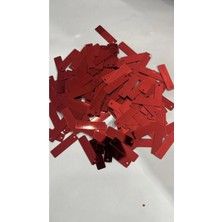 10 Gram Yandan Delikli Güpür Takı Kumaş Süsleme Pulu Plastik Payet Pul Boncuk Dikdörtgen Pul - Renk : Kırmızı