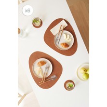 Home Wave 6'lı Taba/gri Renk Suni Deri Amerikan Servis 45 x 36 cm