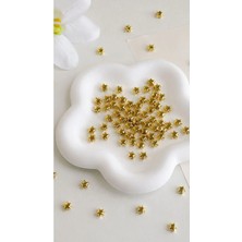 20 Gram Nikel Kaplama Altın Rengi Yıldız Desen 6 mm Takı Aksesuar Boncuğu Plastik Boncuk Gold (280-300 Adet)