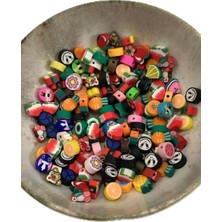 10 Adet 10MM Polimer Kil Fimo Karışık Boncuk,dıy Takı Yapım Meyve Model Figür Spacer Boncuk