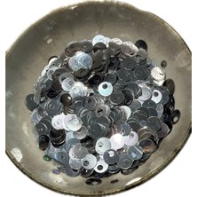 Hobi Dünyası Evim 15 Gram Yandan Delikli Güpür Takı Kumaş Süsleme Pulu Plastik Payet Pul 10MM Boncuk - Renk : Oval Gümüş Pul
