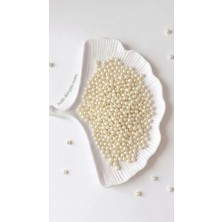 6 mm Krem Inci Lüks Delikli Takı Aksesuar Yapım Boncuğu 50 Gram (380-400 Adet)