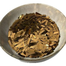 10 Gram Yandan Delikli Güpür Takı Kumaş Süsleme Pulu Plastik Payet Pul Boncuk - Renk : Dikdörtgen Kahve Pul