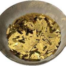 10 Gram Yandan Delikli Güpür Takı Kumaş Süsleme Pulu Plastik Payet Pul Boncuk - Renk : Dikdörtgen Gold Pul