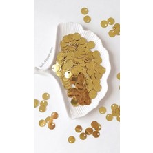 10 Gram Yandan Delikli Güpür Takı Kumaş Süsleme Pulu Plastik Payet Pul 20MM Boncuk - Renk : Gold