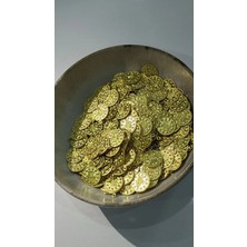 Metal Pul Takı Malzemesi Tuğralı Oya Pulu Nikel Kaplama 14MM Boncuk Pul 10 Gram - Renk : Demir Gold Para Pul (35-40 Adet)