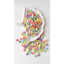Pastel Tonlarda Karışık Renkli 25 Gram Kalpli Boncuk Takı Boncuğu