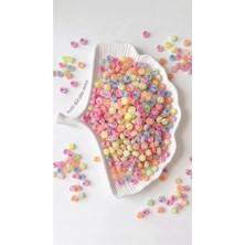 Pastel Tonlarda Karışık Çok Renkli Harf Boncuğu Isim Boncuğu 25 Gram (150-160 Adet)