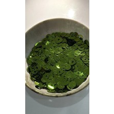 10 Gram Yandan Delikli Güpür Takı Kumaş Süsleme Pulu Plastik Payet Pul 10MM Boncuk - Renk : Yeşil Pul