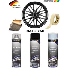 İbtaş Motip Mat Siyah Jant Boyama Rötuş Seti Akrilik Sprey Boya + Vernik + Astar 500 ml