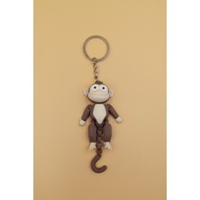 Rodopiva Hareketli Sevimli Maymun Figürlü Anahtarlık (Büyük BOY:10CM) - Hediyelik Çanta Süsü ve Araba Anahtarlığı