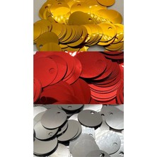 3'lü Set 10'ar Gram 30MM Süsleme Pulu, Çanta Pulu, Payet Pul, Supla Pulu, Mendil Pulu, Oya Pulu Gold Pul Gümüş Pul Kırmızı Pul
