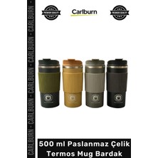 Carlburn #mug Sızdırmaz Kapak Silikon Kılıf Isı Korumalı Kupa 500 ml Paslanmaz Çelik Termos Mug Bardak