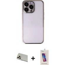 Marsilyan™- iPhone 13 Pro Max Kılıf Vadi Minimal - Siyah Joko 5d Cam + Rose Gold Rainbow Kamera Lens Koruma Cam