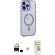 Marsilyan™- iPhone 14 Pro Max Kılıf Yankı Işık Özel Seri - Siyah Mat Seramik Nano Ekran Koruyucu + Derin Mor Bilvis Titan Kamera Lens