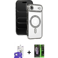 Marsilyan™- iPhone 17 Air Kılıf Zirve Doku Prime - Siyah 360 Mat Full Body Arka Koruyucu + Gümüş Bilvis Titan Kamera Lens