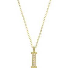 Yvz Store 925 Ayar Gümüş Gold I Harfi Kadın Gümüş Kolye