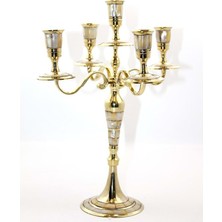 Yvz Store Pirinç Sedefli 5'li Şamdan