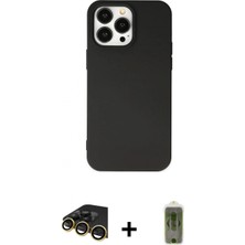 Marsilyan™- iPhone 14 Pro Kılıf Ahenk Serisi - Siyah Joko Magic 5d Hayalet Cam + Gold Raze Metal Kamera Lens