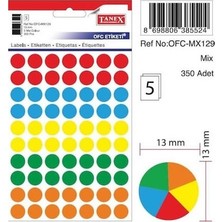 Jokey Kırtasiye Mıx Color Ofis Işaretleme Nokta Etiketi 13MM 5-Renk 5.yaprak (350 Etiket)
