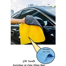 Duffa Çift Taraflı Araç Kurutma ve Cam Silme Bezi Havlu Araç Temizleme Oto Kurutma Bezi Mikrofiber Bez
