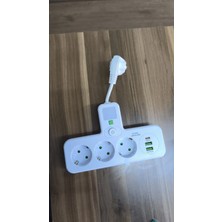 GUNKES Ab Duvar Prizi 6'sı 1 Arada Priz Çoklayıcı LED Gece Lambası USB Type-C 3 Portlu Uzatma Prizi Güvenlik Kapaklı Ev Kullanımı Için