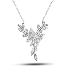 Yvz Store 925 Ayar Gümüş Daldaki Kelebek Kadın Kolye
